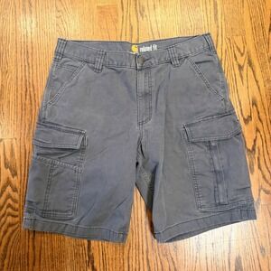 Carhartt Relaxed Fit Cargo Shorts Cotton Canvas Workwear 34 Gray